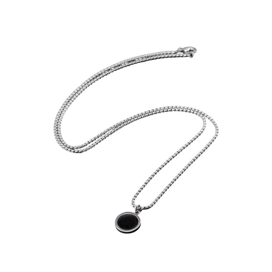 Black Round Pendant Men Necklace