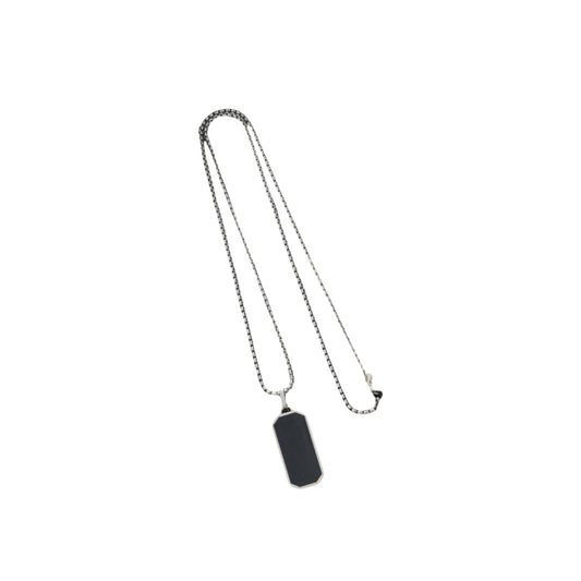 Black and Silver Rectangular Men Necklace