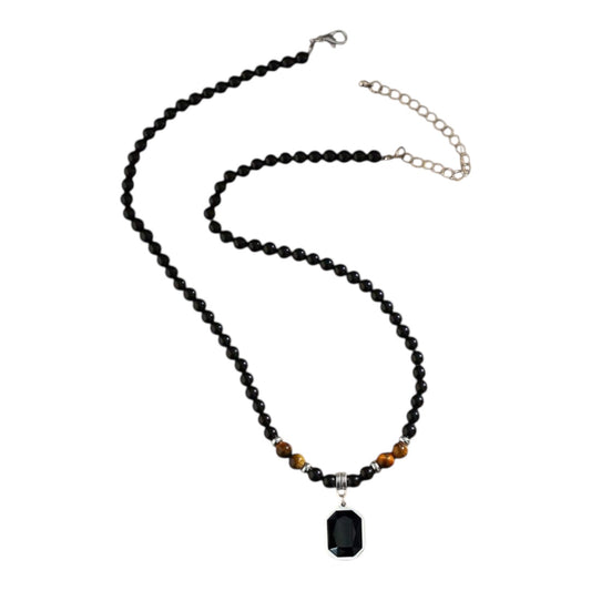 Black & Brown Beaded Men Necklace