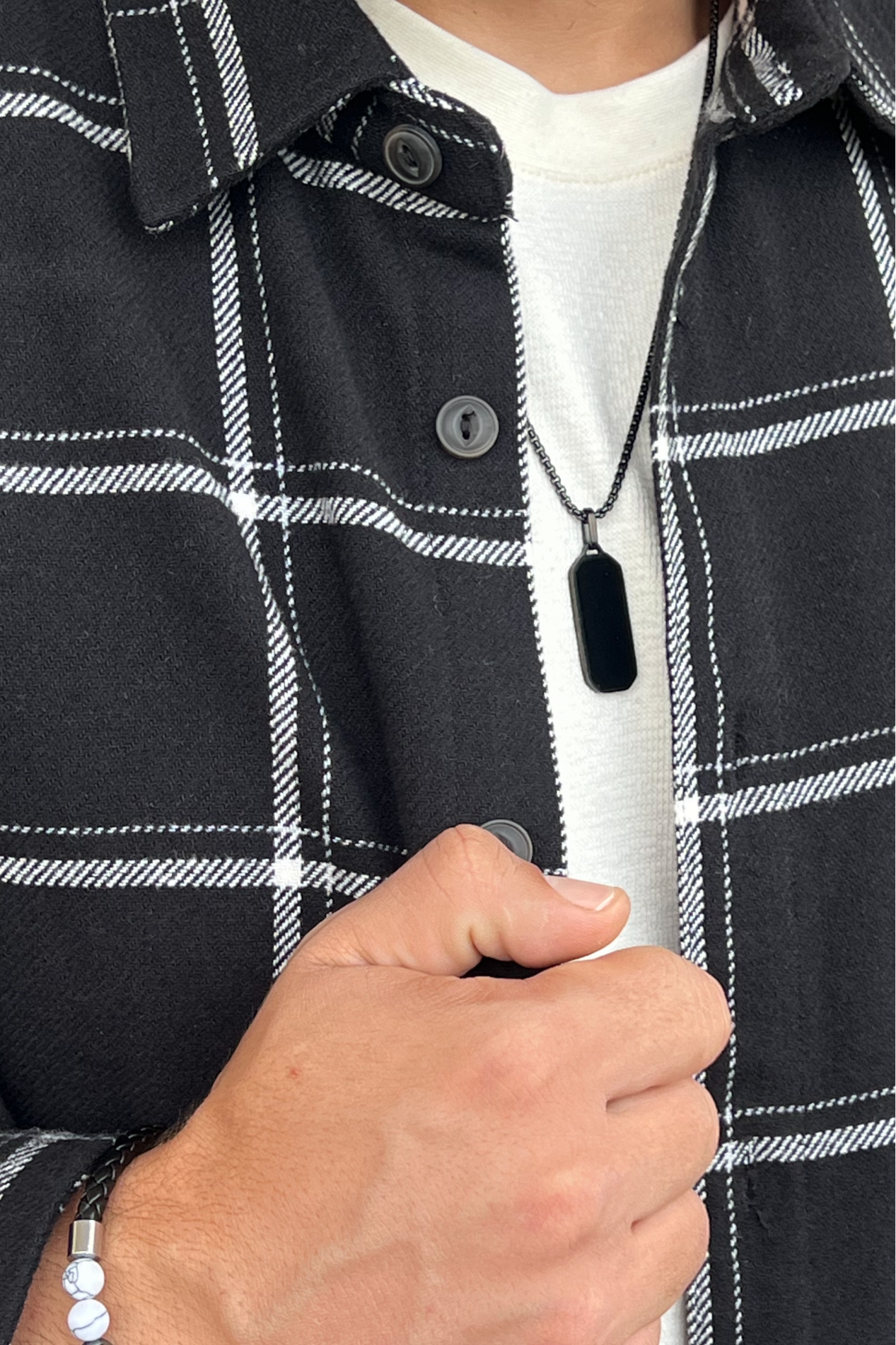 Black on Black Rectangular Men Necklace