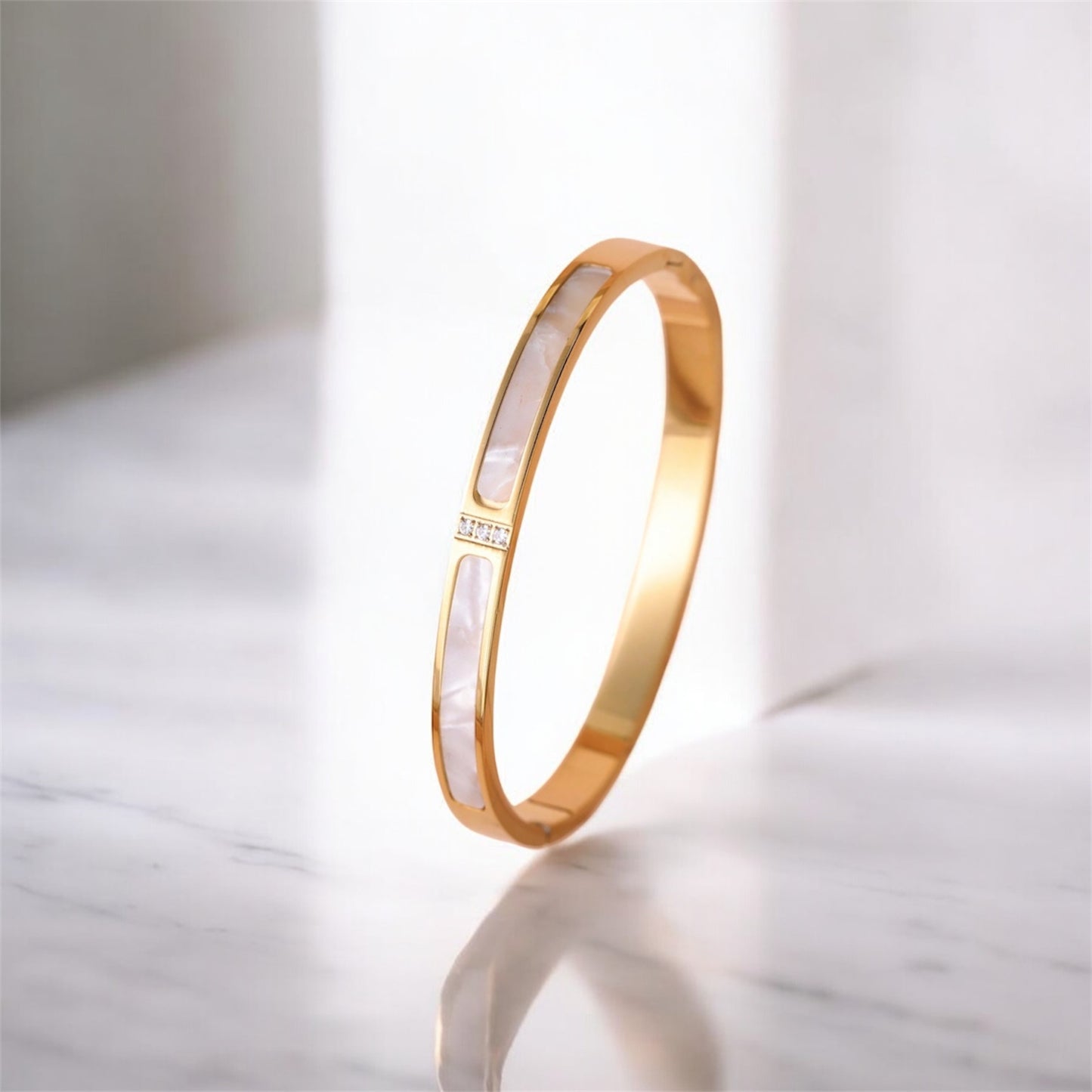 White Marble Gold Bangle