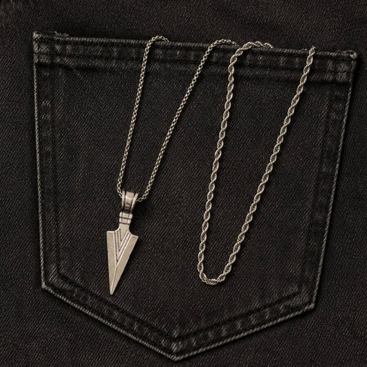 Silver Spearhead Men Necklace