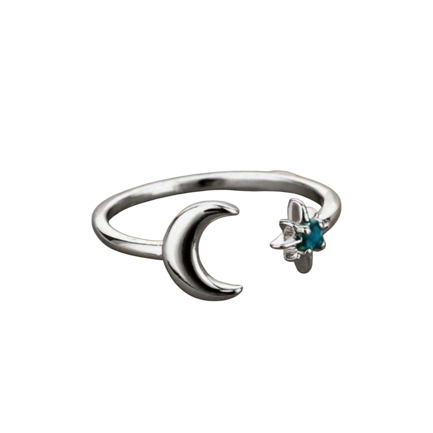 Star & Moon Silver Ring