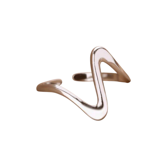Wavy Stainless Steel Silver Ring