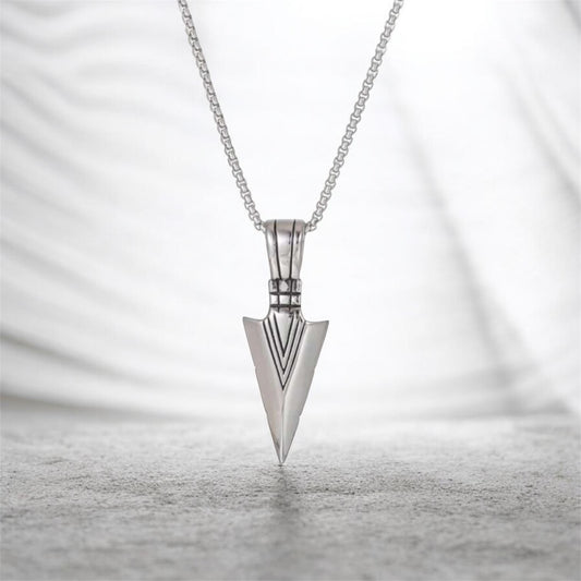 Silver Spearhead Men Necklace