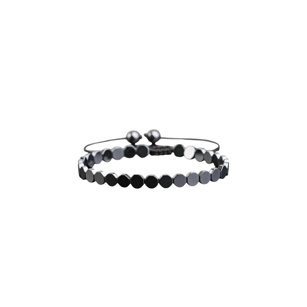 Black Honeycomb Drawstring Men Bracelet