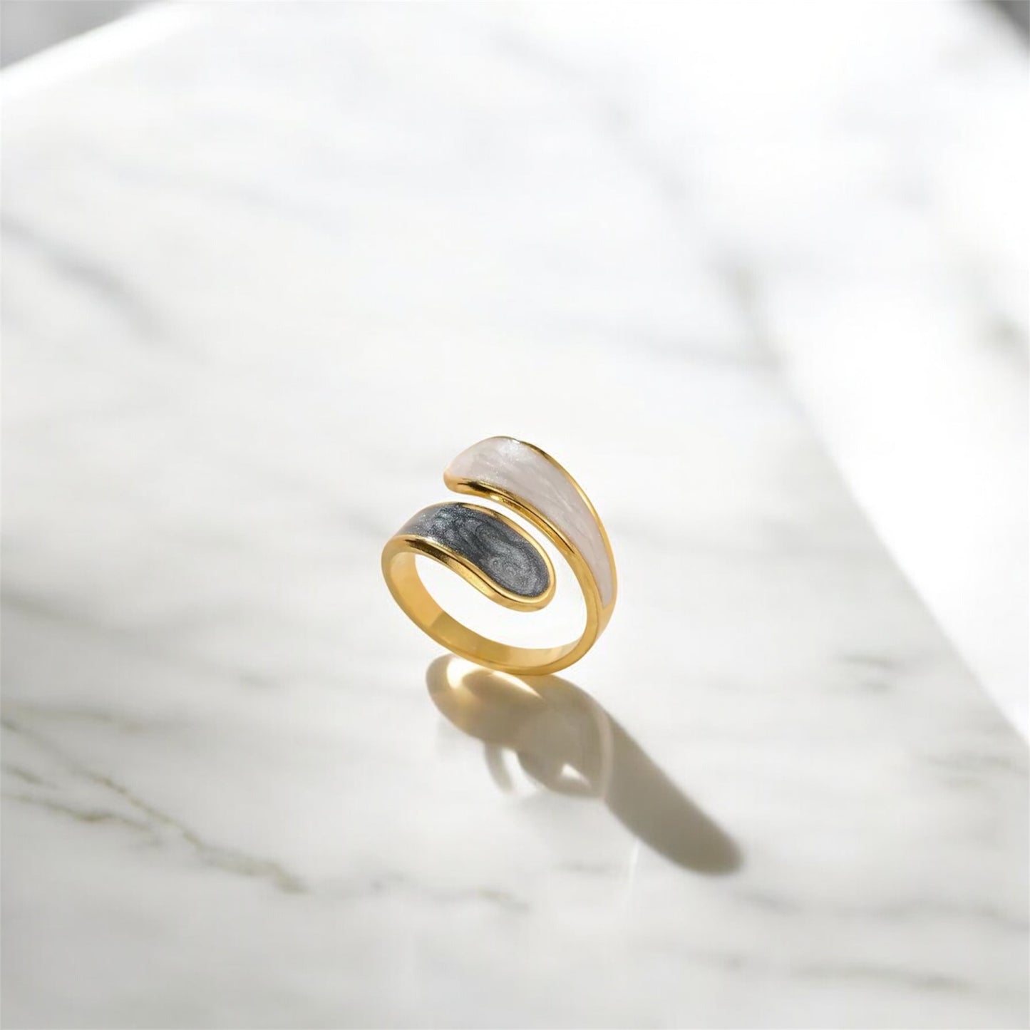 Black and White Marble Ring