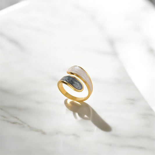 Black and White Marble Ring