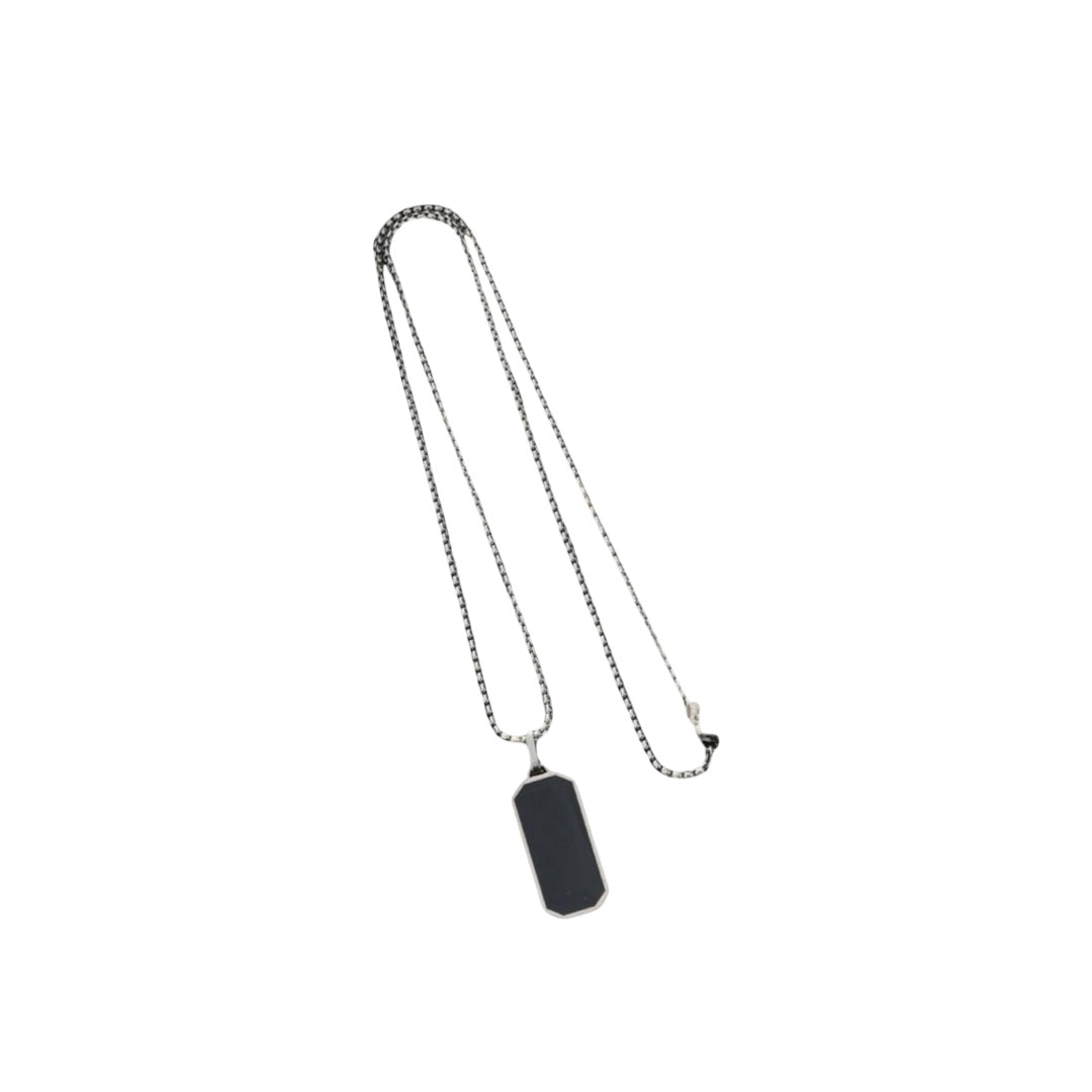Black and Silver Rectangular Men Necklace
