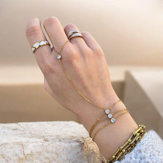 Triple Stone Hand Chain