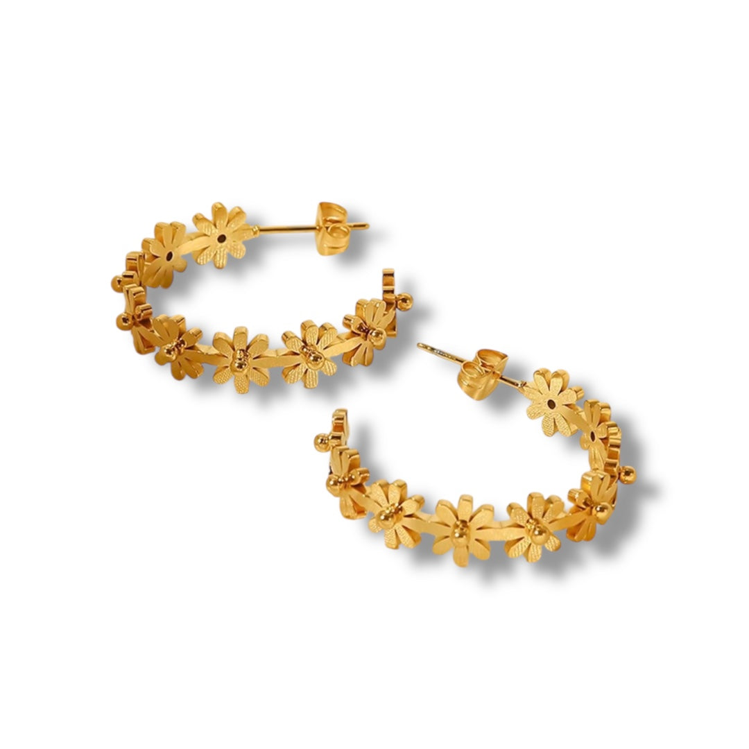 Flower Hoop Earrings
