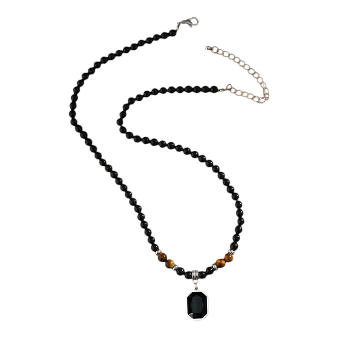 Black & Brown Beaded Men Necklace