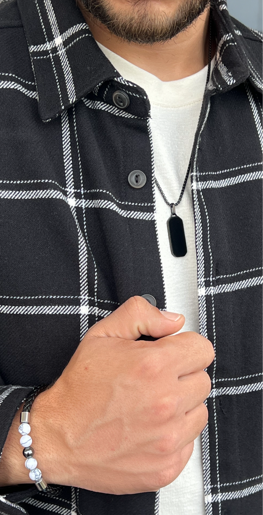 Black on Black Rectangular Men Necklace