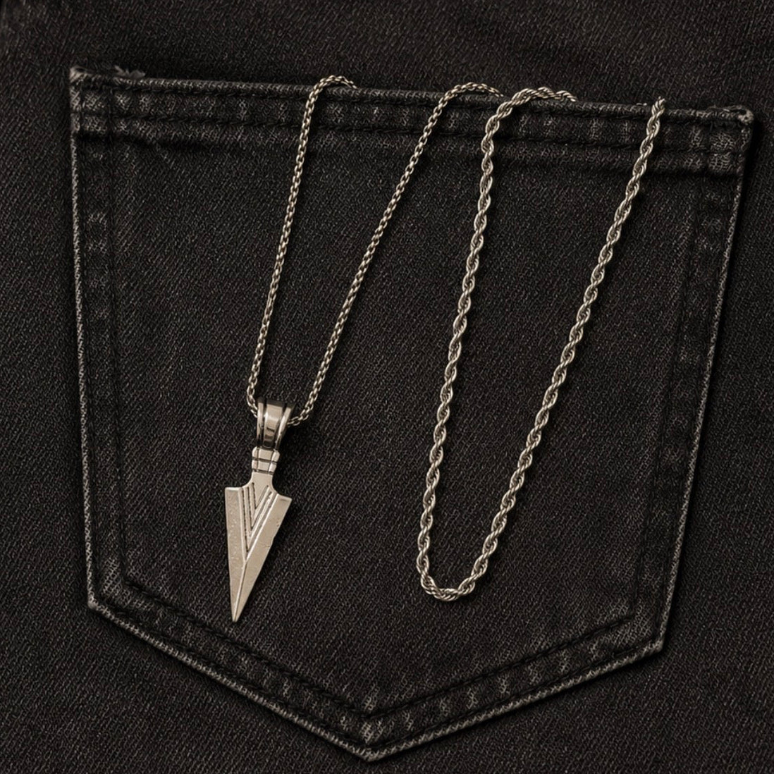 Silver Rope Men Necklace