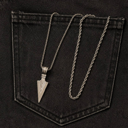 Silver Spearhead Men Necklace