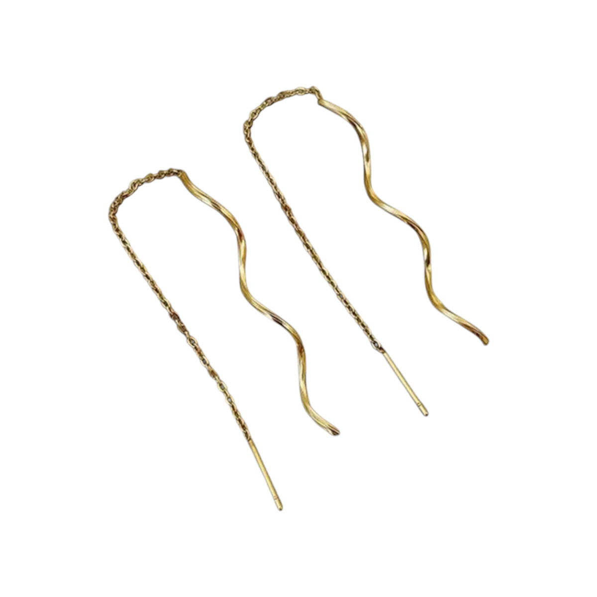 Curvy Gold Thread Earrings