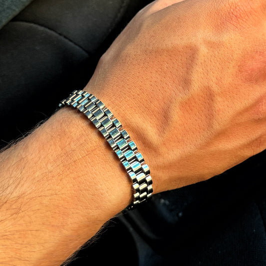 Silver Watch Strap Men Bracelet