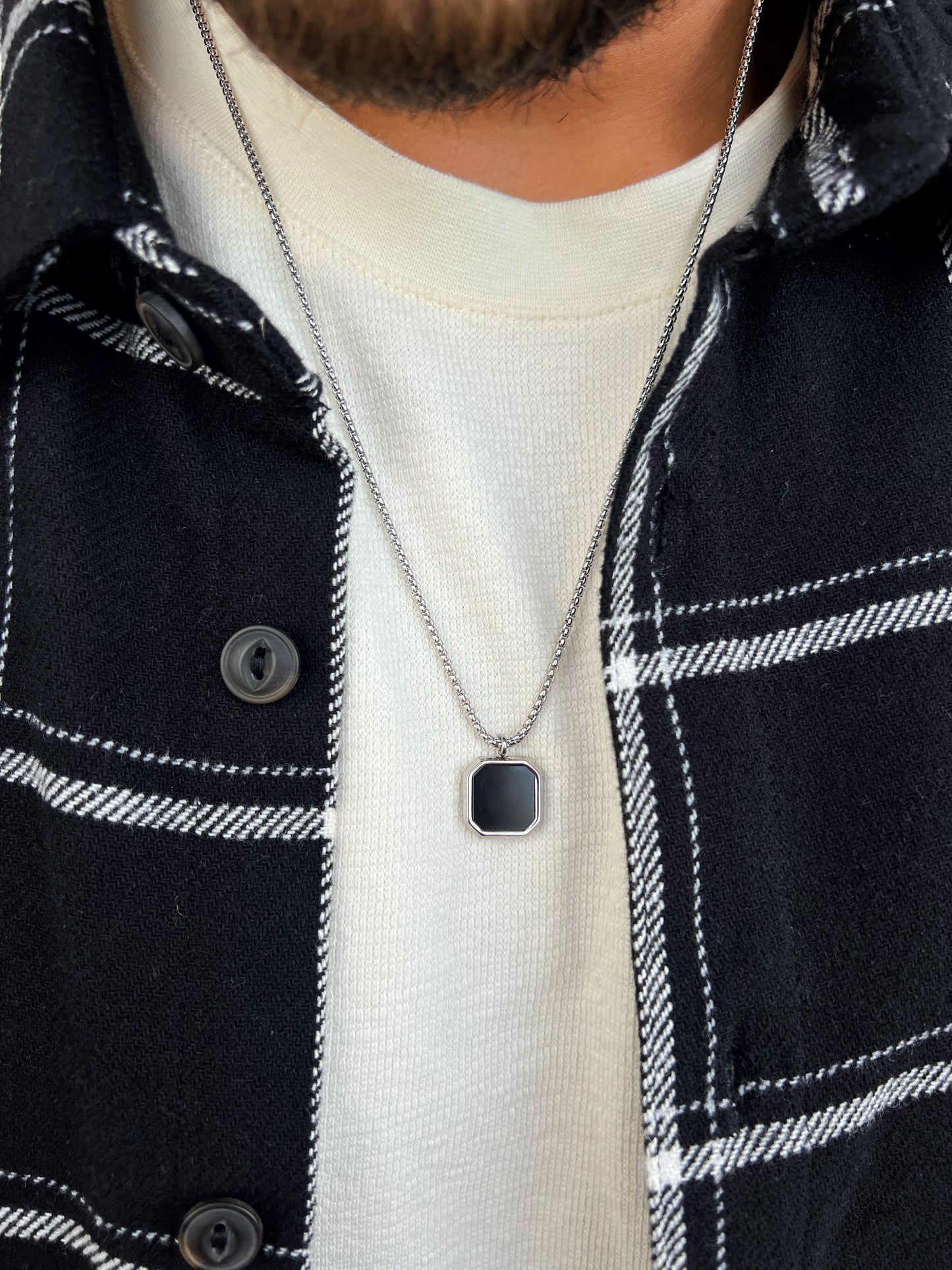 Black Square Men Necklace