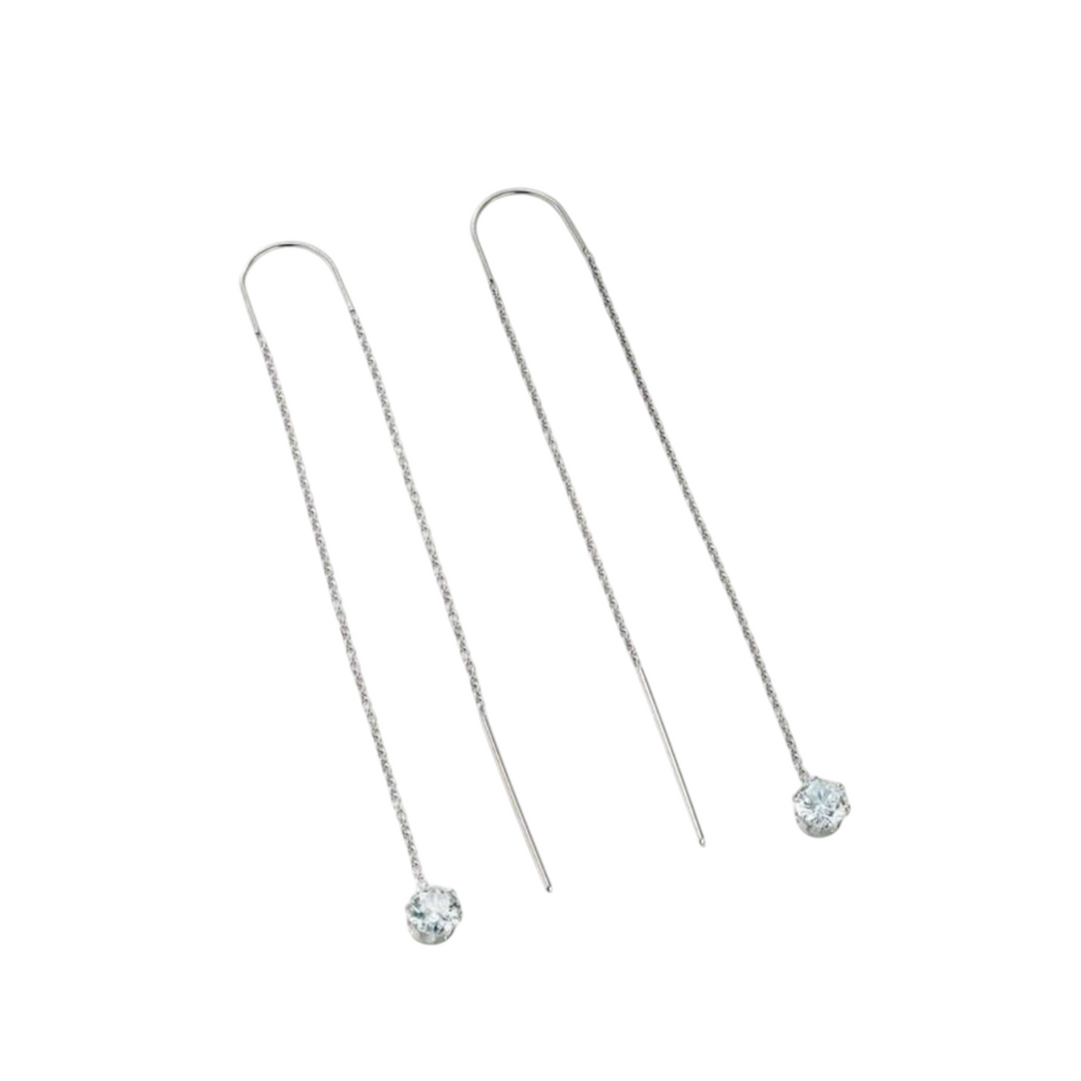 Silver Stone Thread Earrings