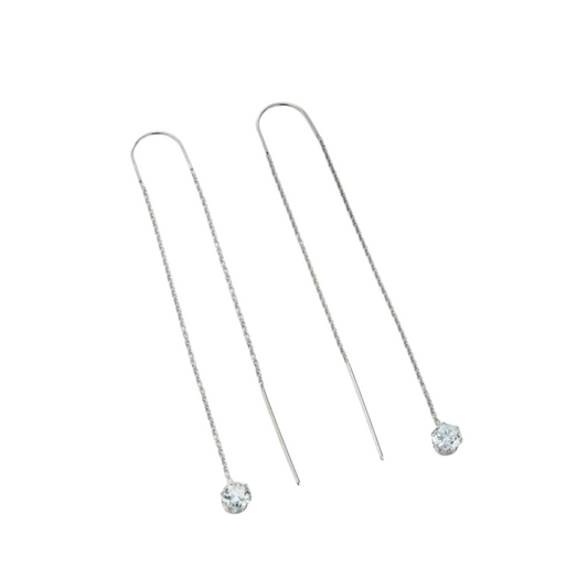 Silver Stone Thread Earrings