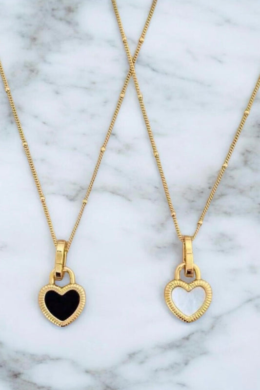 Double Sided Heart Necklace | Black & White