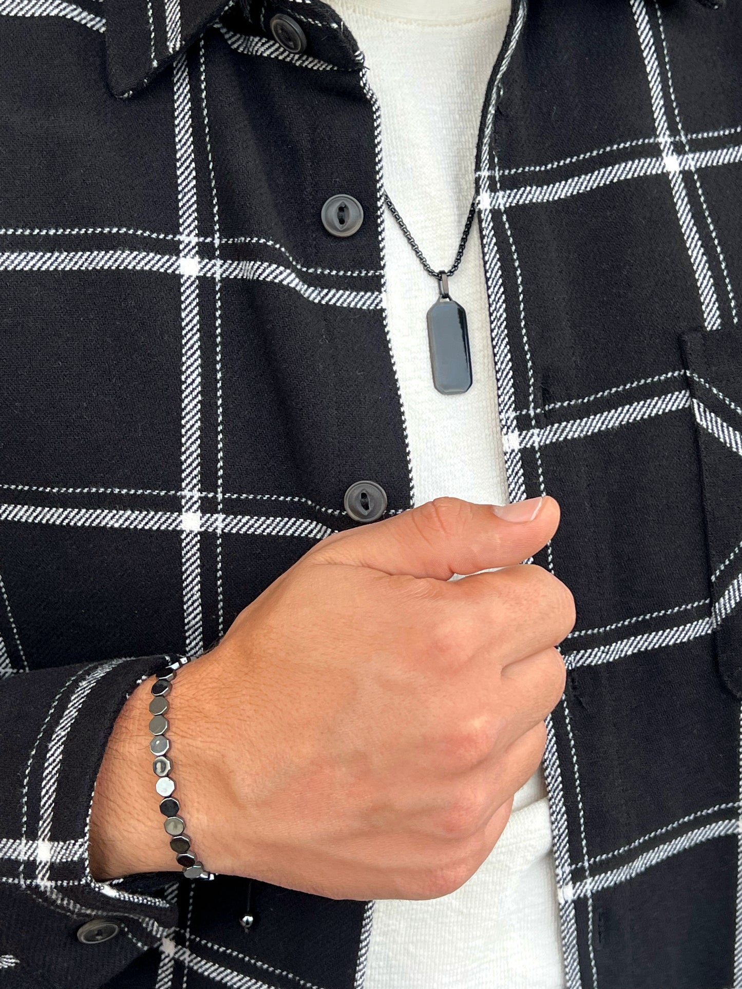 Black Honeycomb Drawstring Men Bracelet