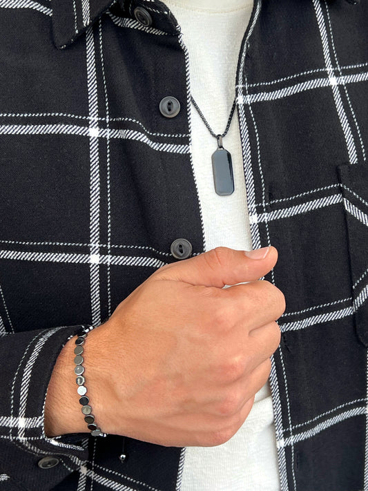 Black Honeycomb Drawstring Men Bracelet