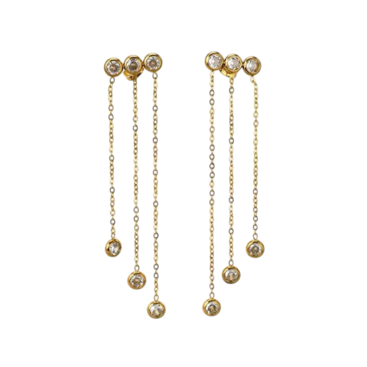 Triple Stones Dangle Earrings