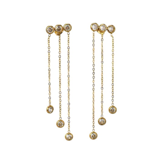Triple Stones Dangle Earrings