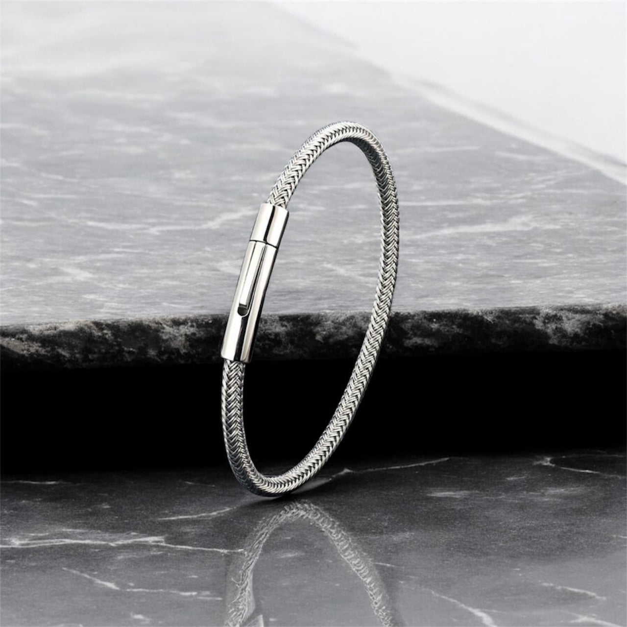 Silver Rope Men Bracelet