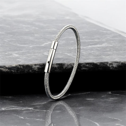 Silver Rope Men Bracelet
